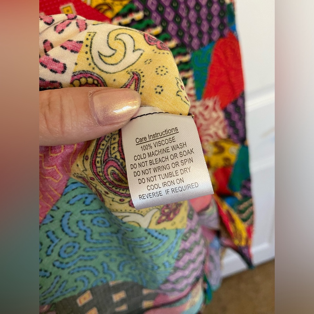 Dangerfield Patchwork Style Rainbow Button Up Dre… - image 7